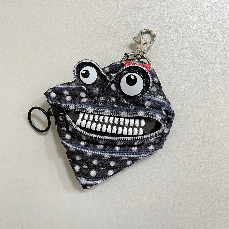 Monster Graffiti Zipper Coin Purse - Black Dots - กระเป๋าใส่เหรียญ - พลาสติก สีดำ