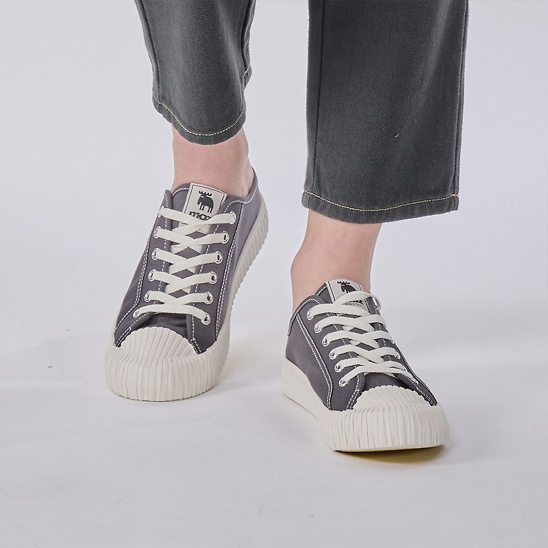 moz瑞典 穆勒拖鞋式餅乾鞋(鐵灰) - 女款休閒鞋 - 棉．麻 灰色