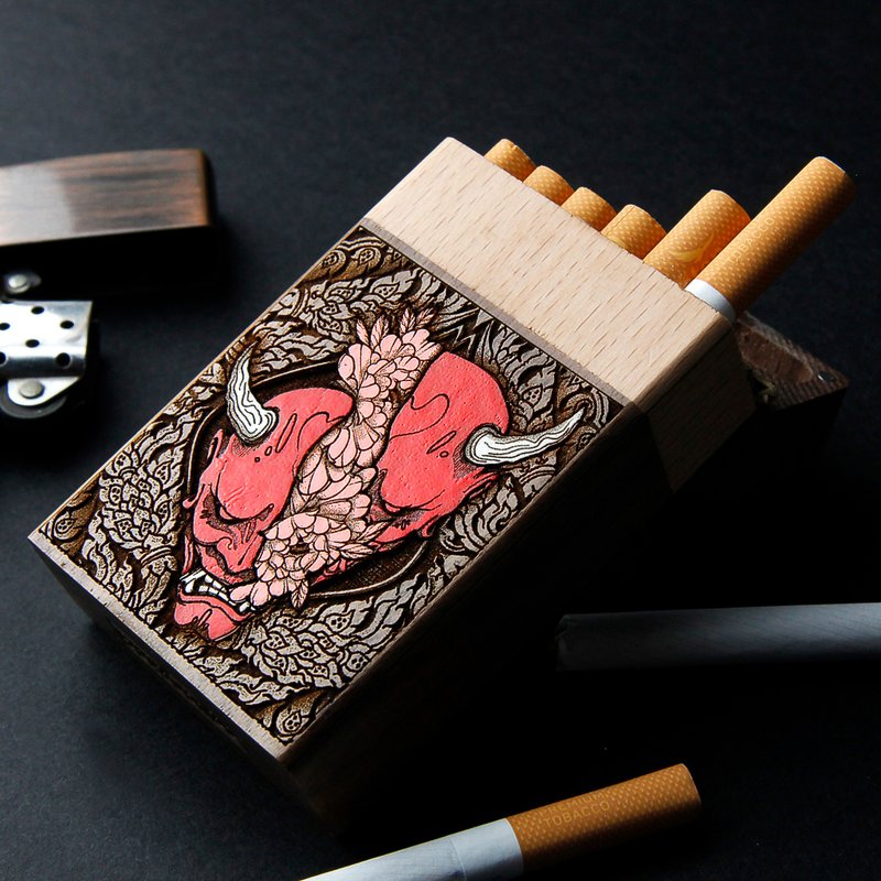 Shinigami - Cigarette case laser engraved + hand painting - อื่นๆ - ไม้ สีนำ้ตาล