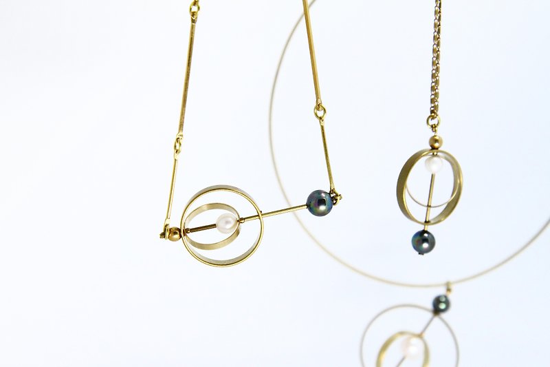 Ocean Planet bar link necklace - สร้อยคอ - ทองแดงทองเหลือง 