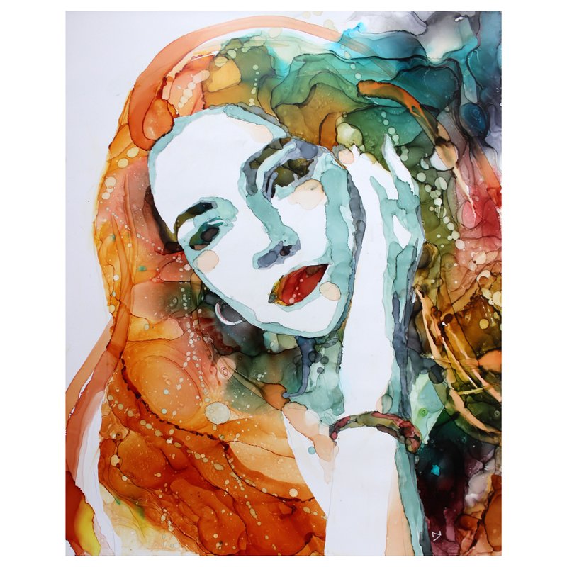 Portrait redheaded girl beautiful female portrait 40*50cm - ตกแต่งผนัง - วัสดุอื่นๆ หลากหลายสี