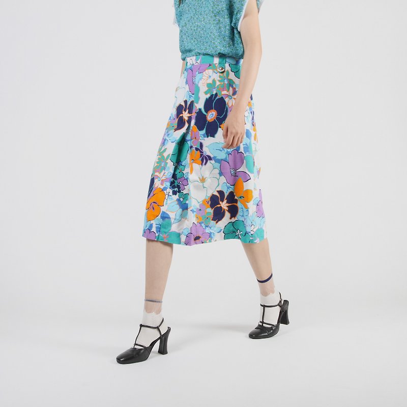 [Egg plant ancient] Xia Yan printing A word ancient dress - Skirts - Polyester Multicolor
