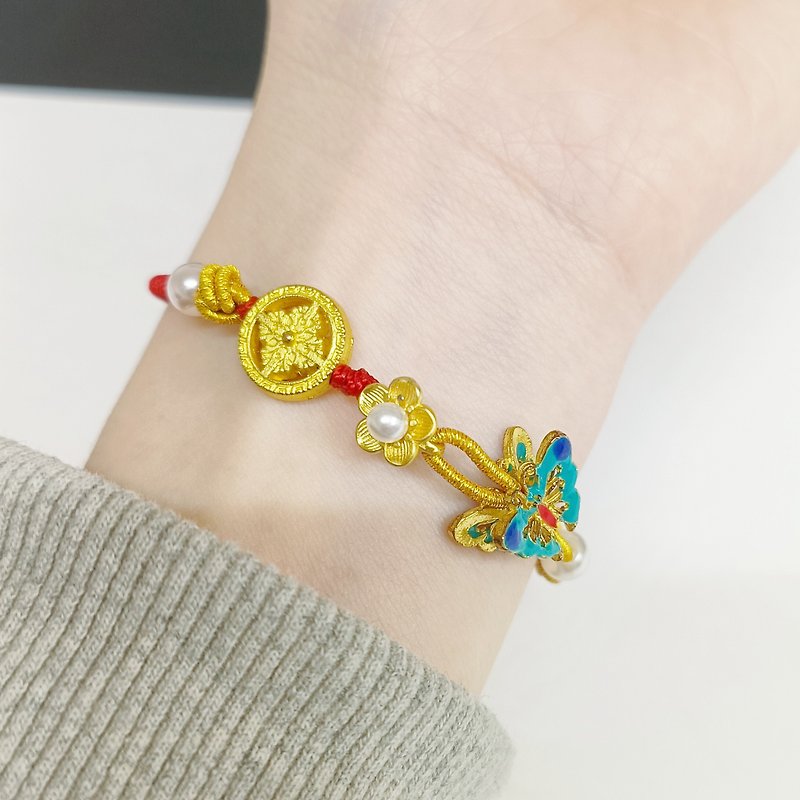 Handmade | Butterfly woven bracelet - Bracelets - Other Materials Red
