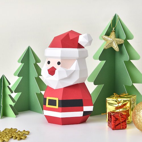 盒紙動物 BOX ANIMAL - 台灣原創紙模設計開發 3D紙模型-DIY動手做-節日系列-聖誕公公-聖誕節 擺飾