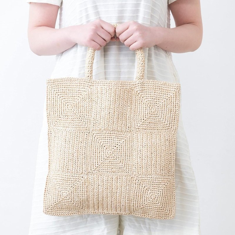 MAZE - natural raffia hand crochet straw bag - Handbags & Totes - Eco-Friendly Materials Brown