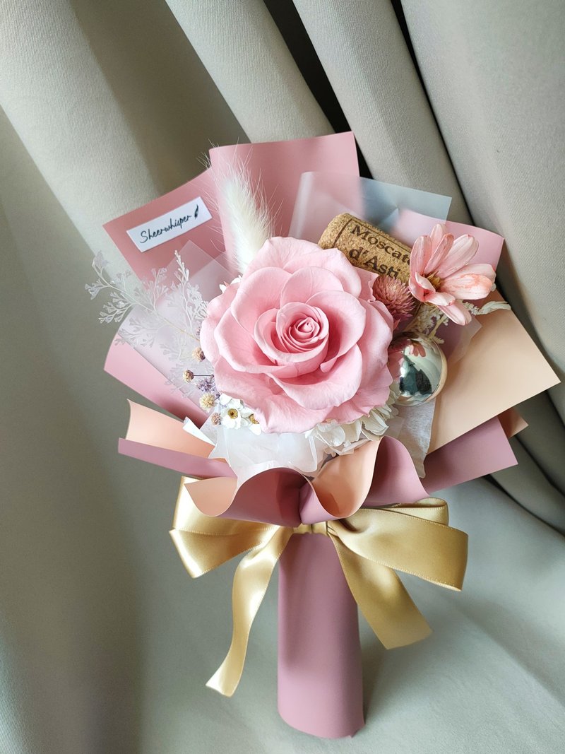 Sheer Whisper Whisper Tibetan Flower Bouquet Series_Japan Imported Cork Single Immortal Rose Bouquet - Dried Flowers & Bouquets - Plants & Flowers Pink