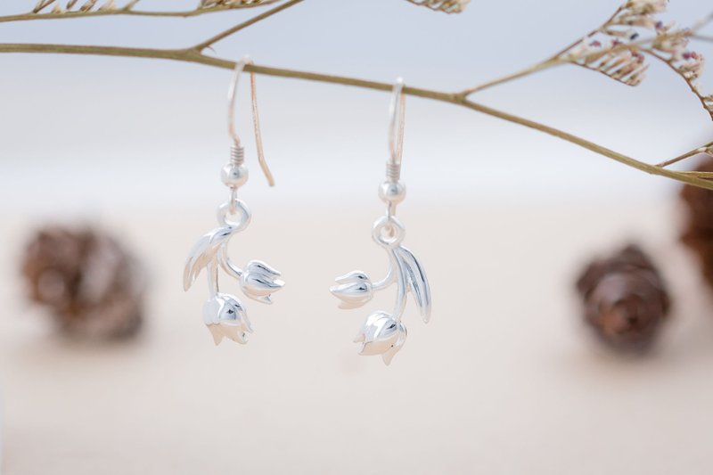 花朵系列 感恩 風鈴草造型耳環 (ERIJA1028E) 風鈴花 - 耳環/耳夾/耳骨夾 - 銀 銀色