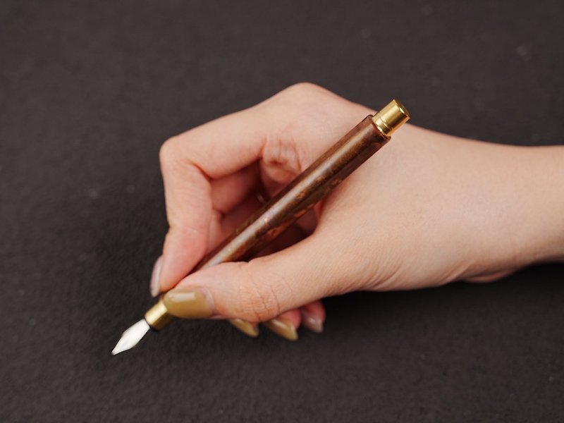 Orii×DOT design fountain pen and ball pen | spotted peacock color - ปากกาหมึกซึม - ทองแดงทองเหลือง 