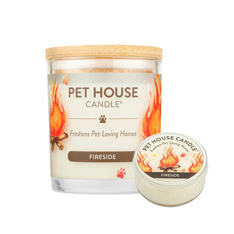 美國 PET HOUSE 室內除臭寵物香氛蠟燭-爐火圍繞 - 香薰蠟燭/燭台 - 蠟 咖啡色