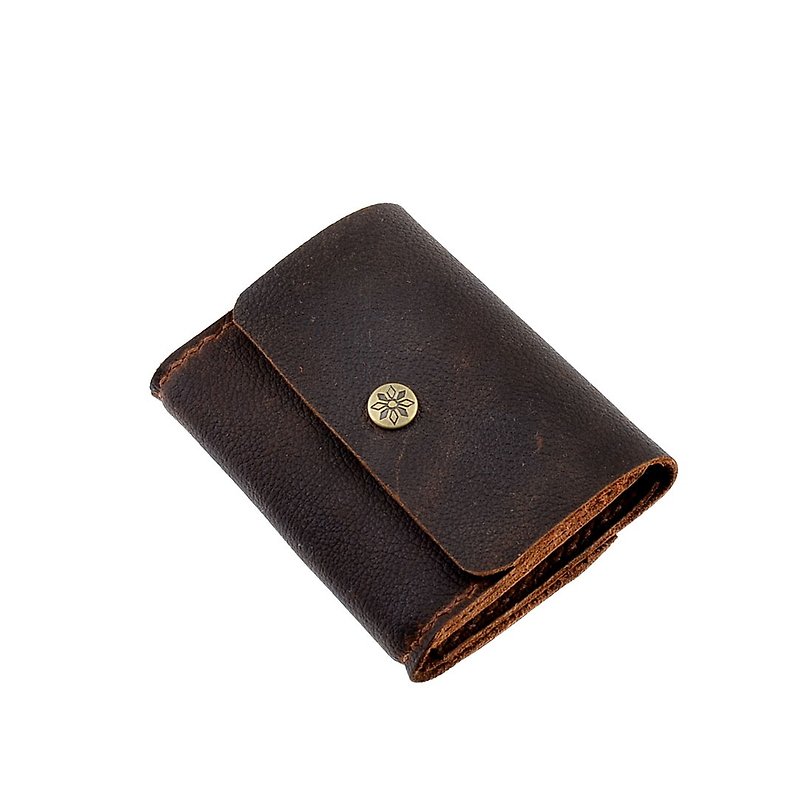 【U6.JP6 handmade leather goods】 - pure hand-made leather imported hand-made natural leather stitching. Simple wallet / bag (both men and women apply) - กระเป๋าสตางค์ - หนังแท้ สีนำ้ตาล