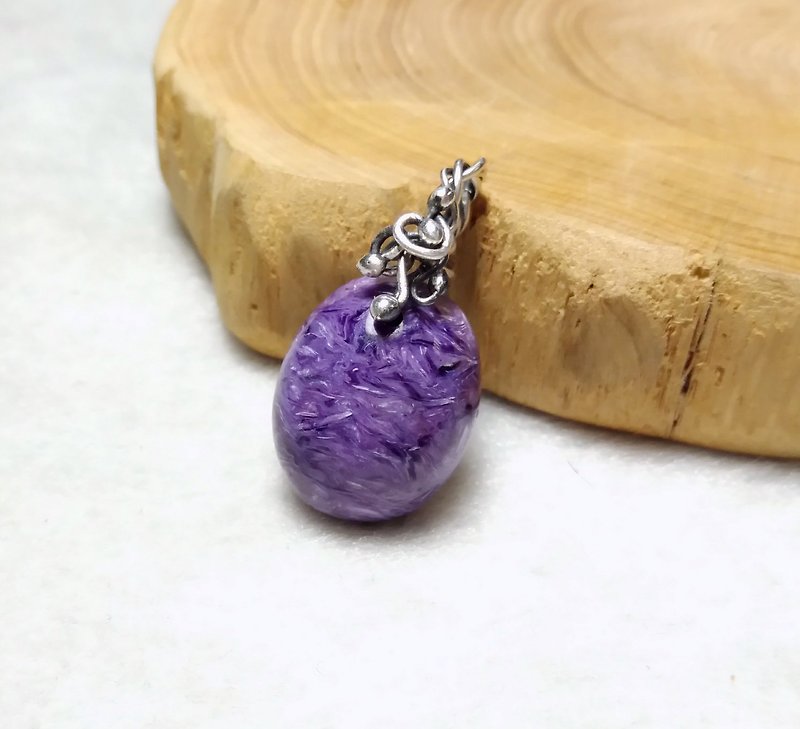 Purple dragon crystal sterling wrapped around the fall - Necklaces - Gemstone Purple