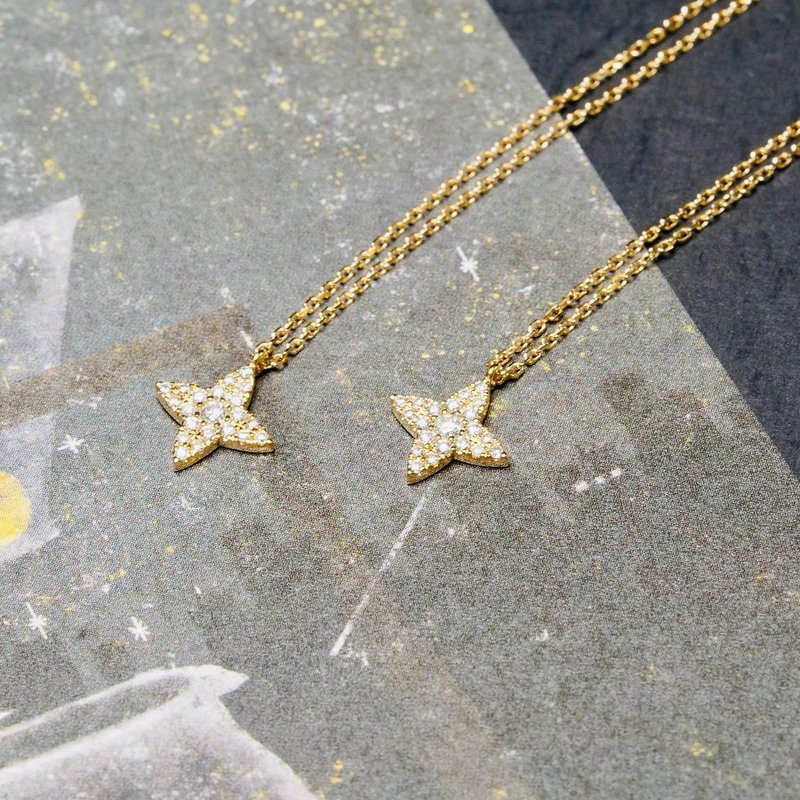 18K star diamond necklace - สร้อยคอ - เครื่องประดับ สีทอง