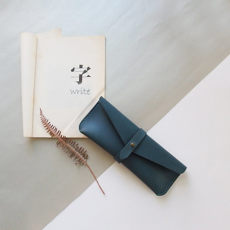 Fly leather pen case-Air-pencil case - Pencil Cases - Genuine Leather Blue