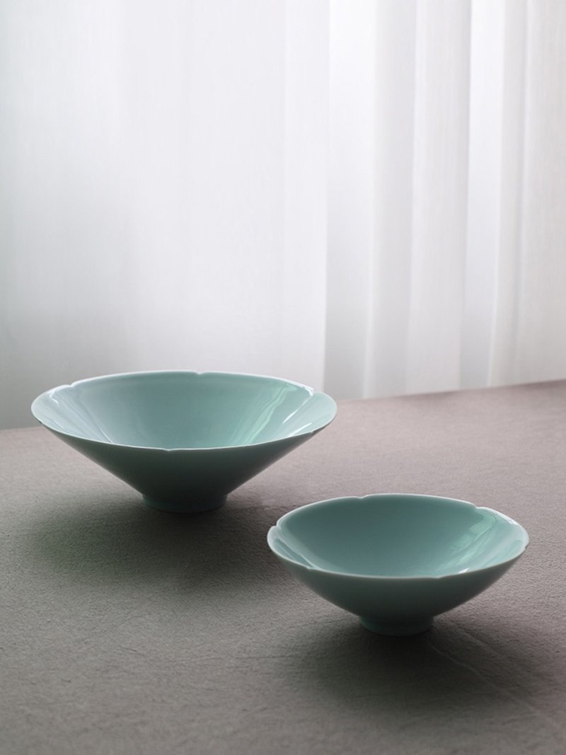 Kuikou bowl and plate set contains 18 pieces of Hutian Yingqing glaze Chinese-style Song-style classic bamboo hats - ถ้วยชาม - เครื่องลายคราม ขาว