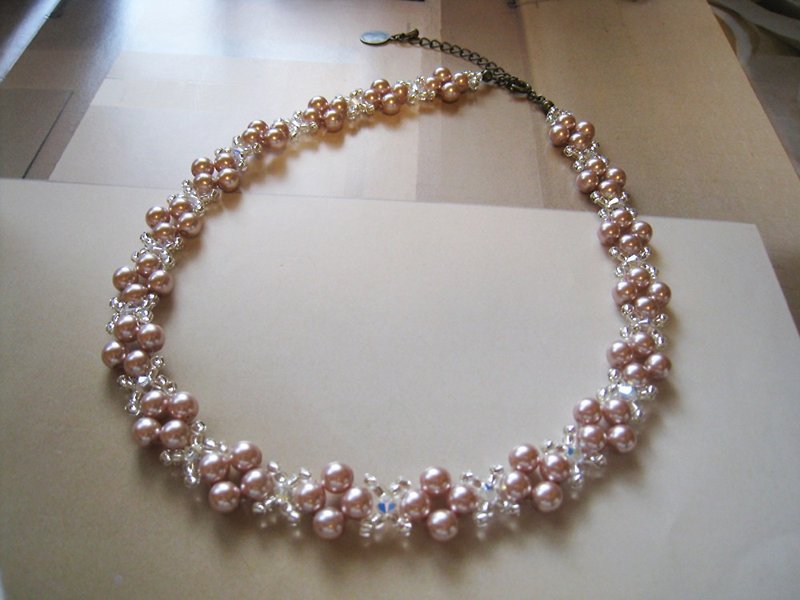 Silky Pearl & Swarovski Crystal Choker / SMA : Pink Bridal* - Earrings & Clip-ons - Crystal Pink