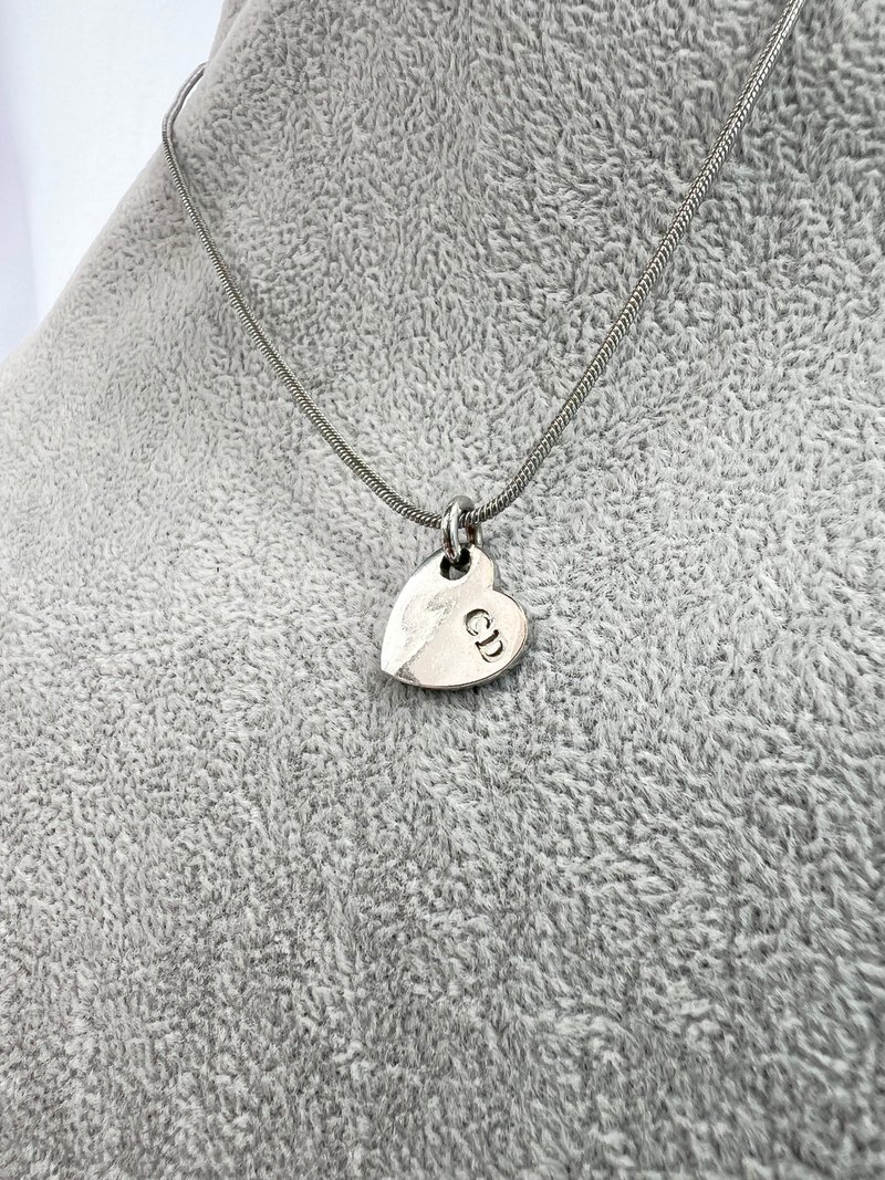 Dior 2000年代Y2K心形CD吊墜銀色蛇骨頸鏈項鏈 日本中古二手 - 項鍊 - 其他金屬 銀色