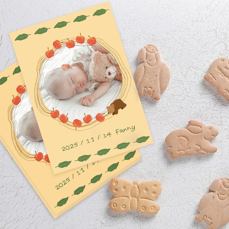 蘋果熊 | 手繪寶寶滿月卡 | 彌月卡 | 感謝卡 | Baby Card | - 卡片/明信片 - 紙 黃色