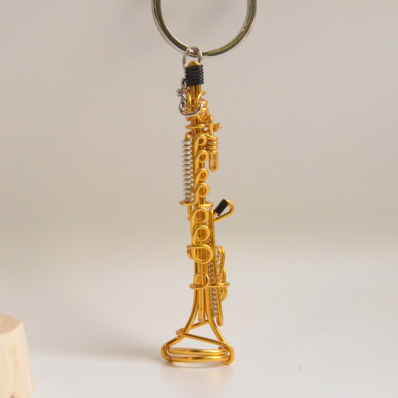 Wire lover Taiwan's hand-made aluminum wire craftsman Soprano aluminum wire musical instrument treble saxophone - Keychains - Aluminum Alloy 