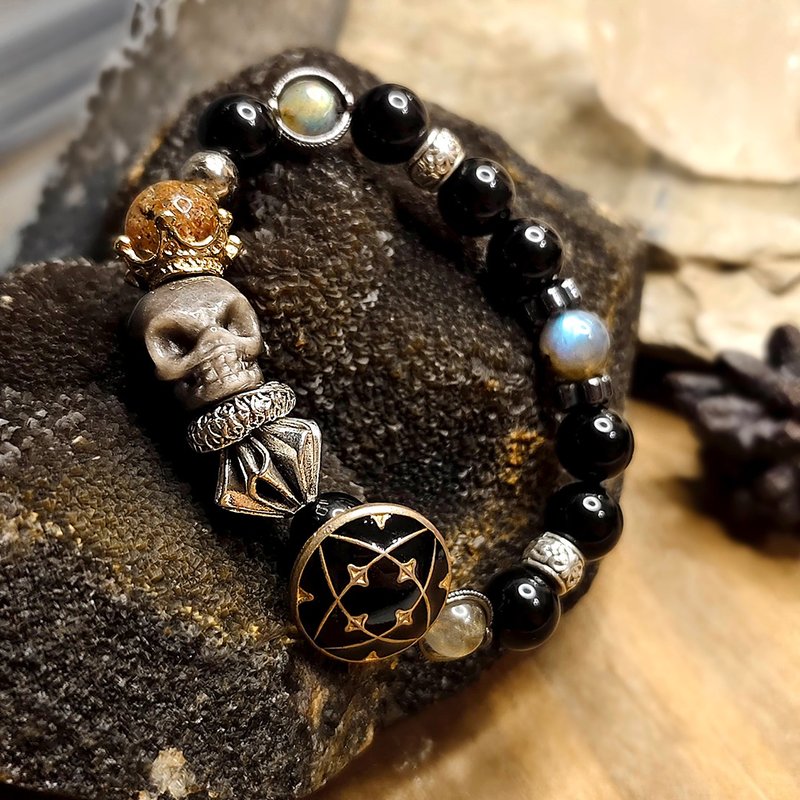 Halloween Night | Ghost Vision Crystal | Gray Labradorite | Silver Stone| Rainbow Obsidian | - สร้อยข้อมือ - คริสตัล 