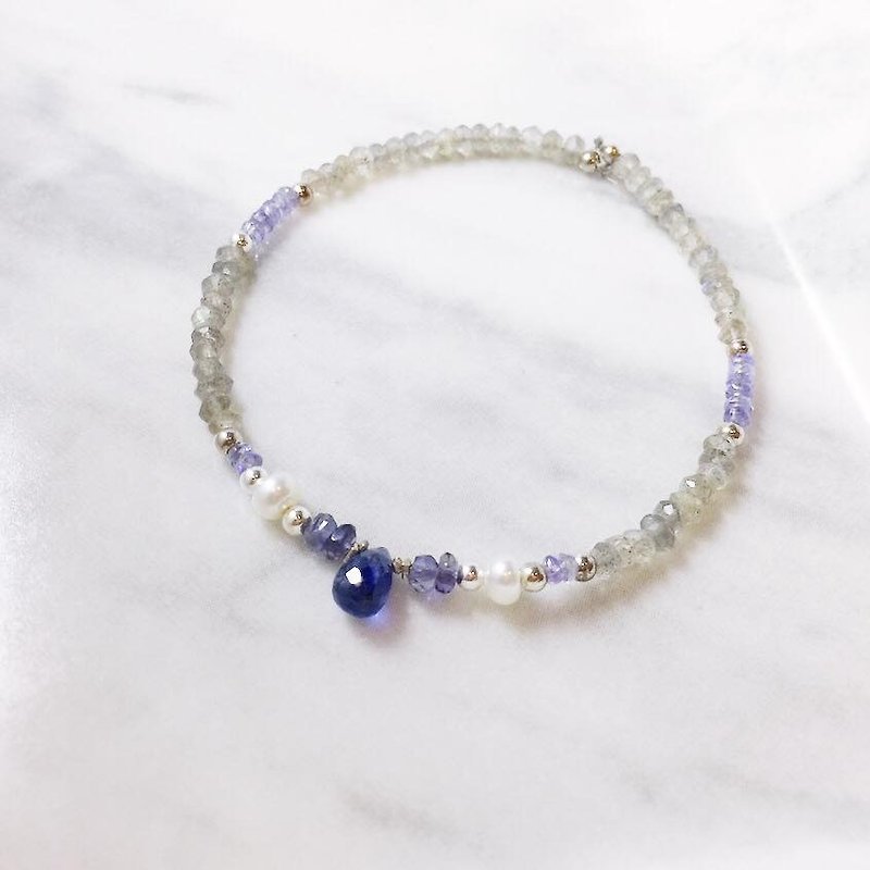 MH sterling silver natural stone custom series _ night sleep _ limited - Bracelets - Gemstone Blue