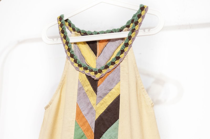 Summer crochet cotton and linen dress / ethnic style dress / flower dress / hand-embroidered dress - leaf dress - One Piece Dresses - Cotton & Hemp Multicolor