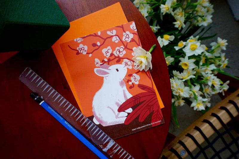 12ゾディアックレトロプリントカード-ウサギ - カード・はがき - 紙 