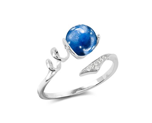 Majade Jewelry Design 藍晶石獨特求婚戒指 14k白金鑽石彗星結婚戒指 簡約星空定情指環