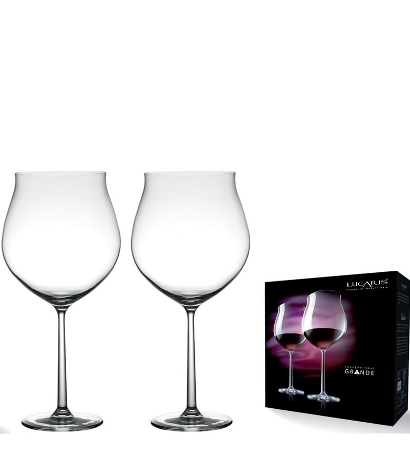 Lucaris Grand Burgundy Red Wine Glass 975cc 2 in gift box set SH series - แก้วไวน์ - แก้ว ขาว