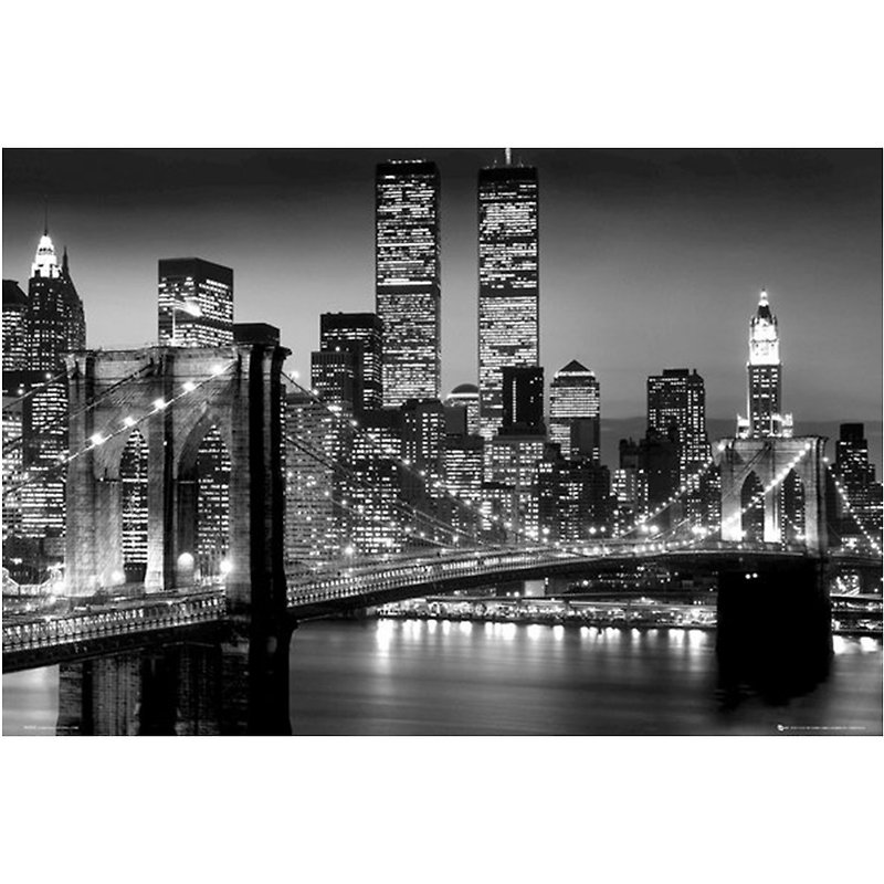 New York Brooklyn Bridge black and white poster / NEW YORK Manhattan - Posters - Paper Black