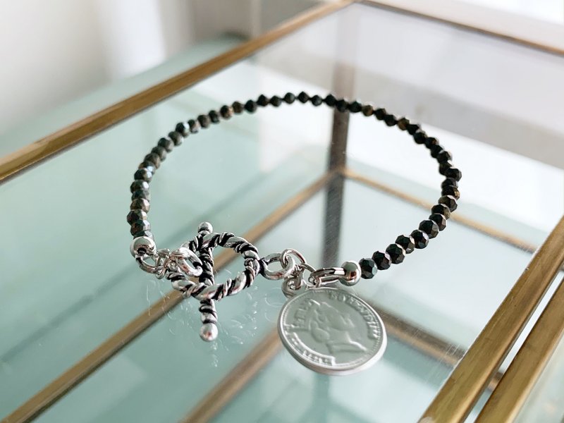 【ユニセックス】ネガティブなエネルギーから守る輝くパイライト・ブレスレッド - 手鍊/手環 - 半寶石 灰色