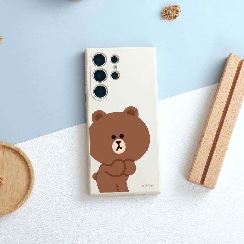 LINE FRIENDS經典-誠懇熊大純色矽膠SAMSUNG手機殼 - 手機殼/手機套 - 矽膠 多色