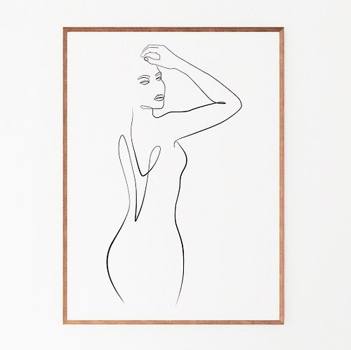 Nataletado Woman line drawing, Bathroom wall art, Minimalist art, Woman print, Modern decor