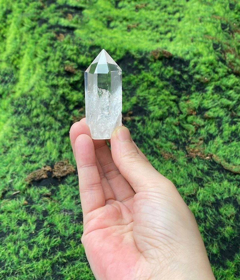 天然彩光白水晶柱 療癒 開運 淨化 能量 辦公室風水 擺件 - 擺飾/家飾品 - 水晶 白色