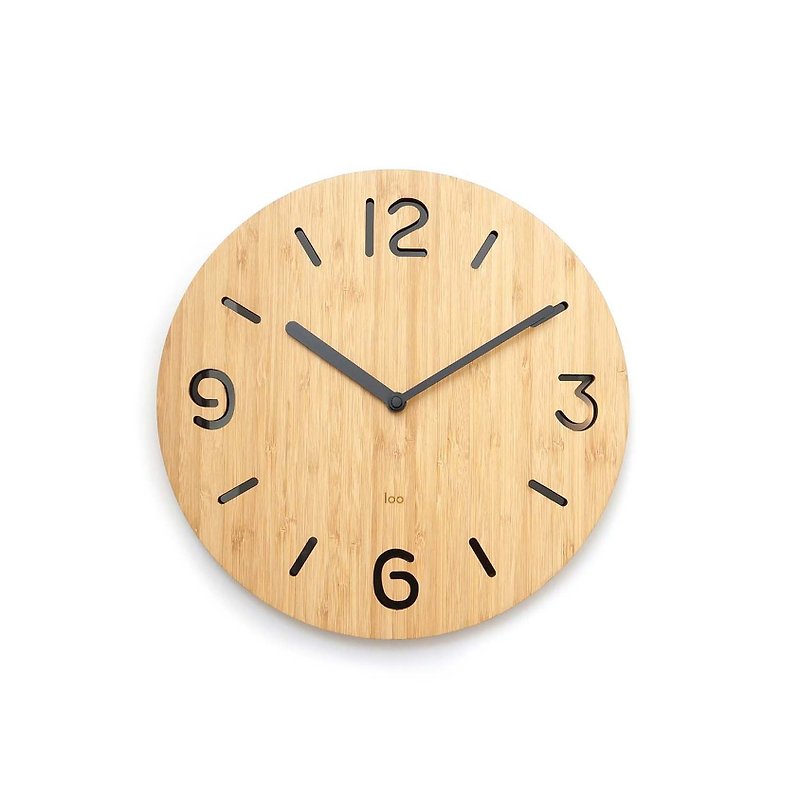 LOO Wall Clock . Round Numbers Black - Clocks - Bamboo Black