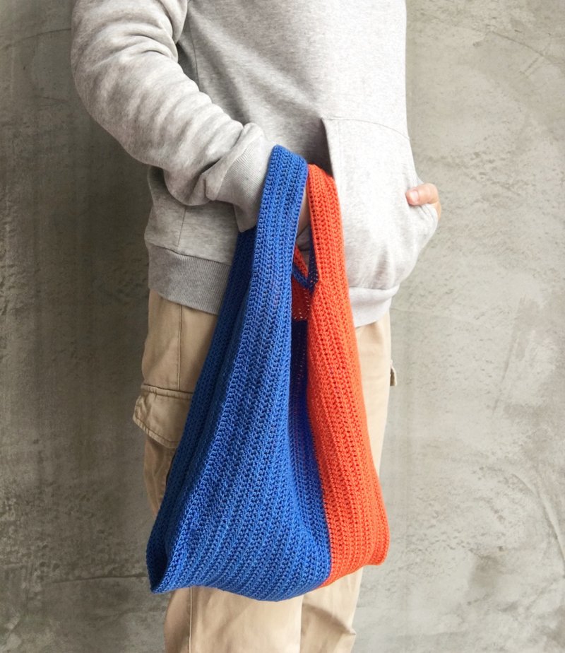 Contrast color vest bag orange blue - Handbags & Totes - Cotton & Hemp 