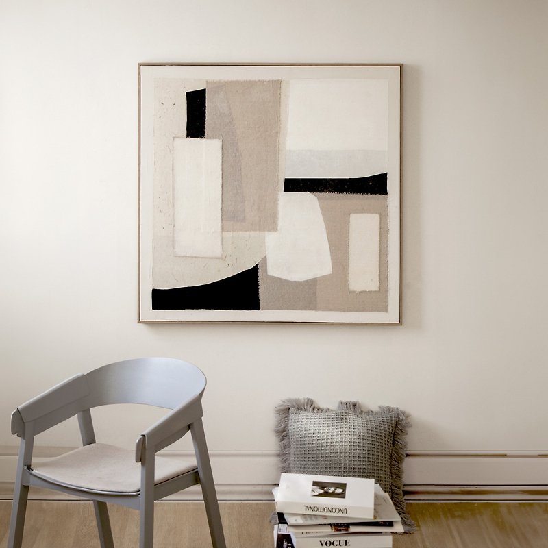 【Handmade Artwork】Gray and White II - กรอบรูป - ผ้าฝ้าย/ผ้าลินิน สีนำ้ตาล