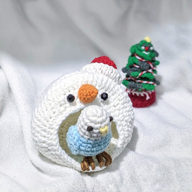ペットの写真の小道具かぎ針編みのクリスマスの雪だるまの家 - 寝具 - コットン・麻 ホワイト