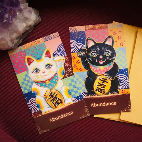 art-de-kaiun 【招き猫のお守りカード】まねきねこ セット 開運 幸運 日本の画家 日本製