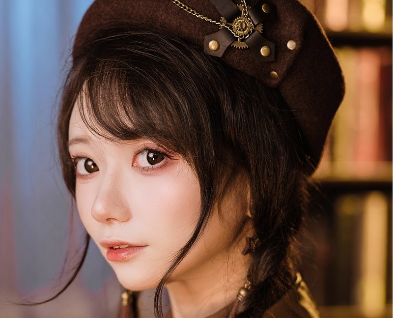 蒸汽朋克 復古朋克 手工 英倫秋冬帽子 咖色羊毛混紡 貝雷帽 - 帽子 - 羊毛 咖啡色