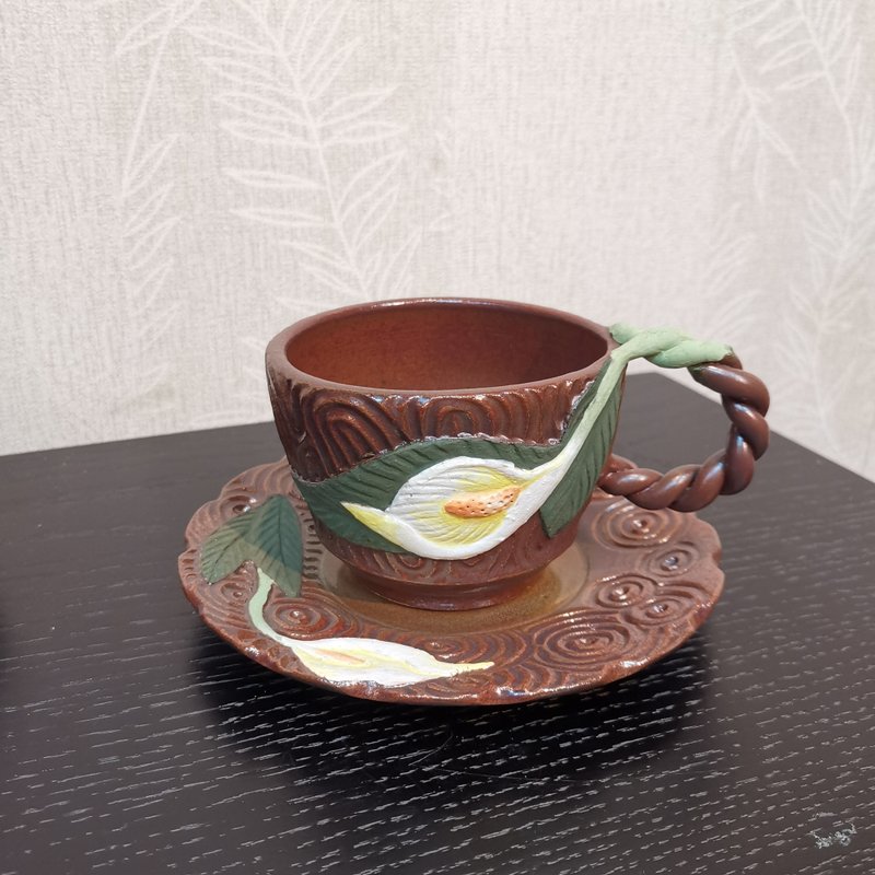 手工製作-花杯系列-海芋 - 咖啡杯/馬克杯 - 陶 