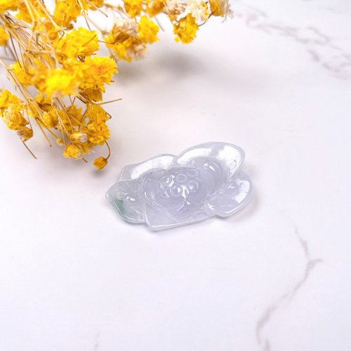 瓔珞珠寶盒 E.L.Jewelry Box 【似玉如花】冰種飄綠翡翠蓮花吊墜擺件 | 天然緬甸A貨翡翠|送禮