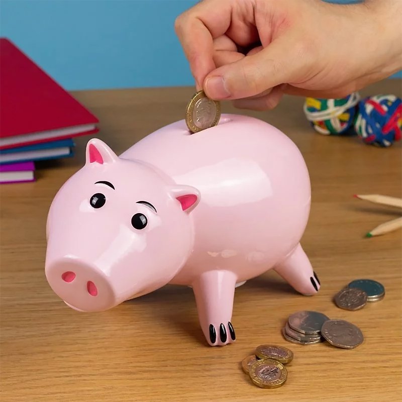 Disney Toy Story Premium Ceramic Hamm Piggy Bank Money Box for Kids & Adults - Coin Banks - Porcelain Pink
