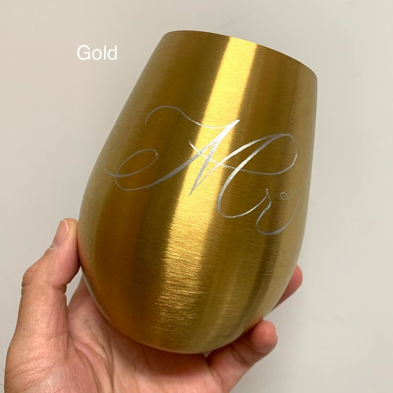 【客制】不鏽鋼 金色 威士忌 304食品級 酒杯 禮盒包裝 刻名 定制 - 其他杯子 - 不鏽鋼 金色