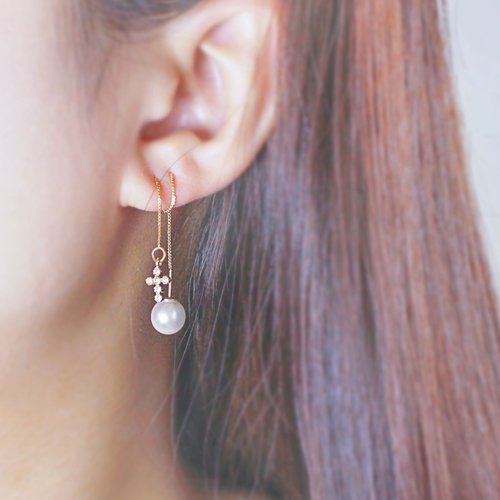 Giftest Jewelry 禮悟 Giftest 18K鍍金 / 扶持 十字架耳針耳線基督教耳環聖經韓國J46