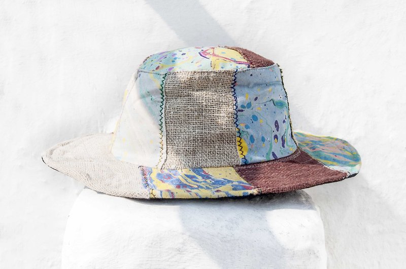 National wind hand-woven cotton Linen hat knit cap hat sun hat straw hat - a hat ocean Travel - Hats & Caps - Cotton & Hemp Multicolor