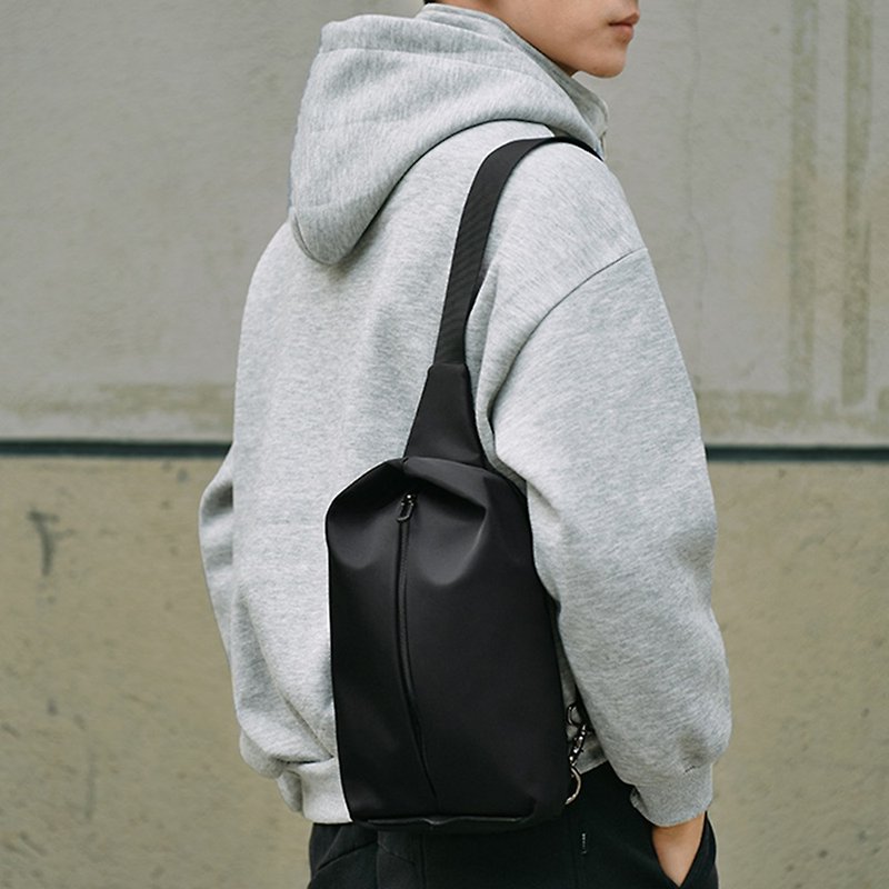 Handy daily bag | Black colour | Water-repellent Nylon - Messenger Bags & Sling Bags - Waterproof Material Black