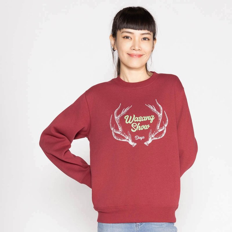 [Forest Animal Series] Antler University T Burgundy Style (Suitable for Men and Women) - Unisex Hoodies & T-Shirts - Cotton & Hemp Red