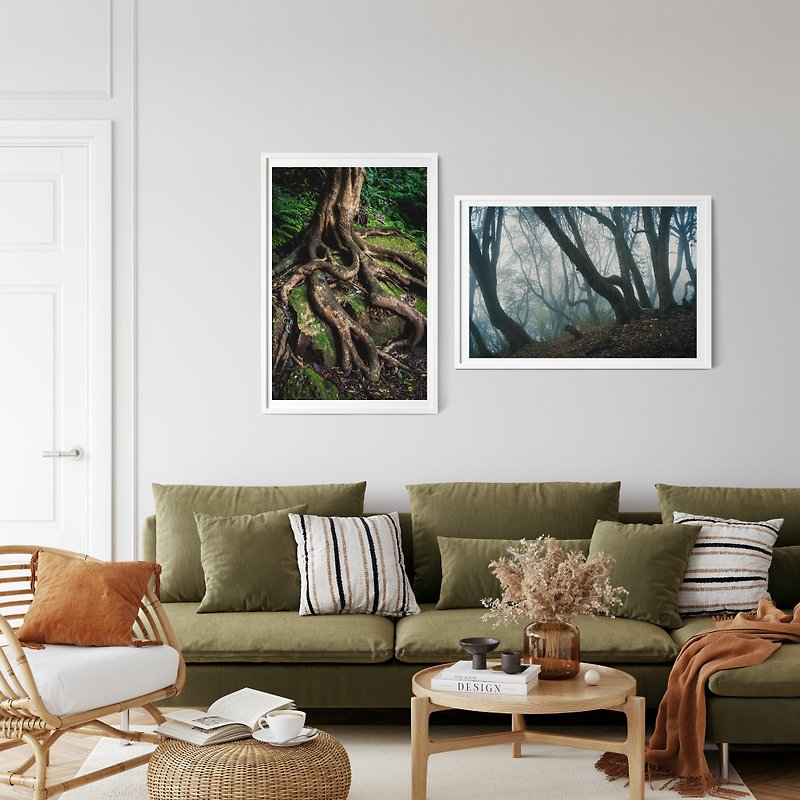 Set of 2 Forest Tree Prints - Ancient Forest Bundle - Posters - Paper Green