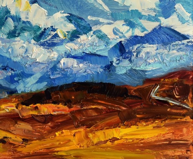 山 絵画 風景 オリジナルアート 小さなアートワーク 自然 戸外