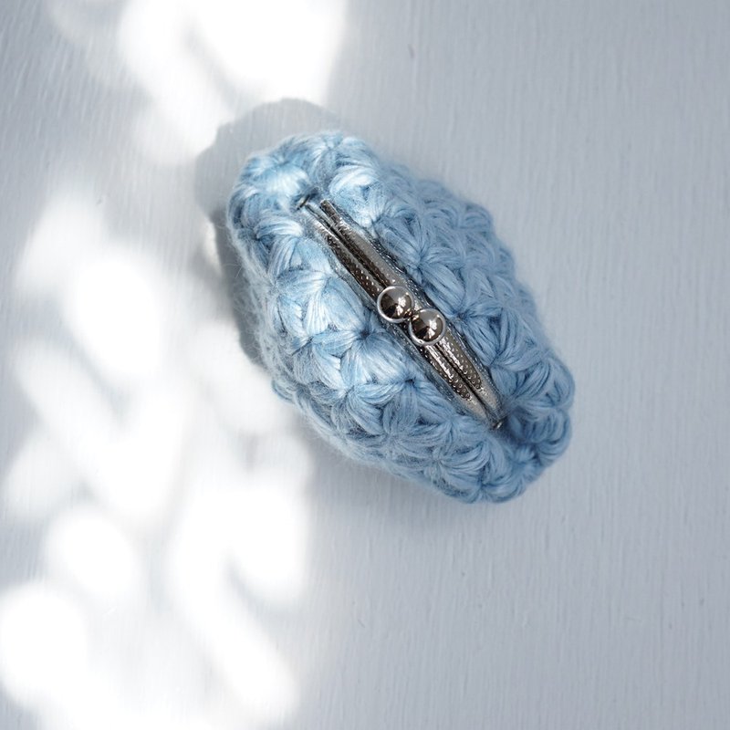 Ba-ba handmade Jasmine Stitch crochet coinpurse No.C1446 - 化妝包/收納袋 - 其他材質 藍色